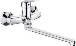 Bateria umywalkowa ścienna z wydłużoną wylewką - podłączenie na wąż chrom Boro BMO_056M