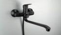 Bateria umywalkowa ścienna z wydłużoną wylewką - podłączenie na wąż nero Boro BMO_N56M
