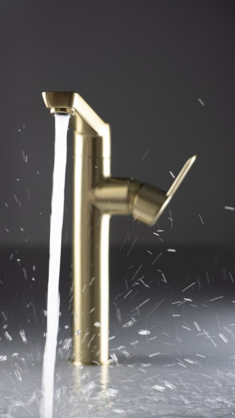 Bateria umywalkowa wysoka złoty szczotkowany Arnika BQA_R20K