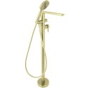 Bateria wannowa wolnostojąca z zestawem prysznicowym złoty szczotkowany Arnika BQA_R17M
