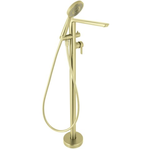 Bateria wannowa wolnostojąca z zestawem prysznicowym złoty szczotkowany Arnika BQA_R17M