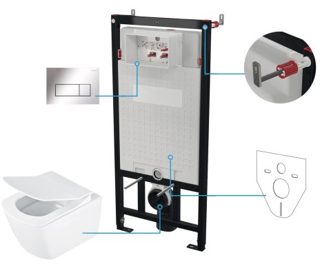 Zestaw WC podtynkowy 6 w 1 biały/chrom Blur CDZS6ZPW