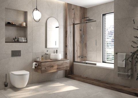 ROUND - Miska WC z deską bezkołnierzowa - biały - CGRD6ZPW