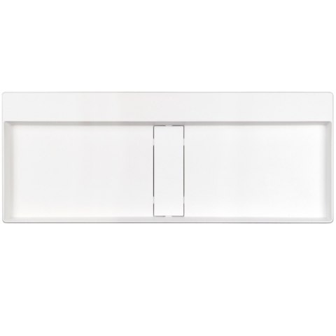 BLUR - Umywalka granitowa nablatowa 100x40 z maskownicą - alabaster - CQB_AU1S