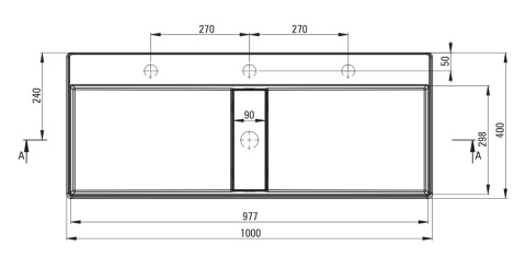 BLUR - Umywalka granitowa nablatowa 100x40 z maskownicą - alabaster - CQB_AU1S