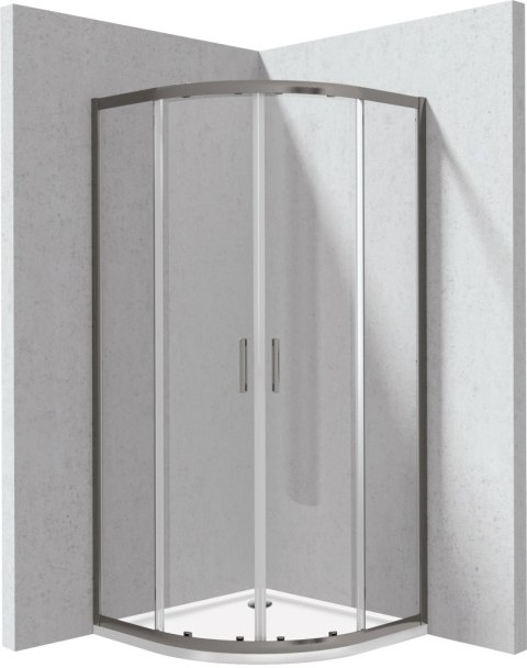 FUNKIA EVO - Kabina prysznicowa z brodzikiem półokrągła 90x90 cm - titanium - KYPPD099P