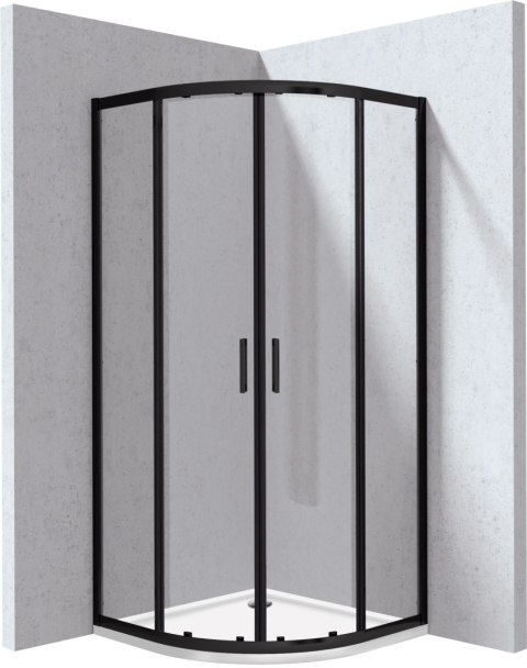 FUNKIA EVO - Kabina prysznicowa z brodzikiem półokrągła 90x90 cm - nero - KYPPN099P