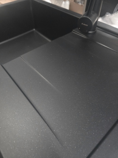 Zlewozmywak granitowy z baterią 1-komorowy z ociekaczem i syfonem - grafit metalik Corio ZRCPG113